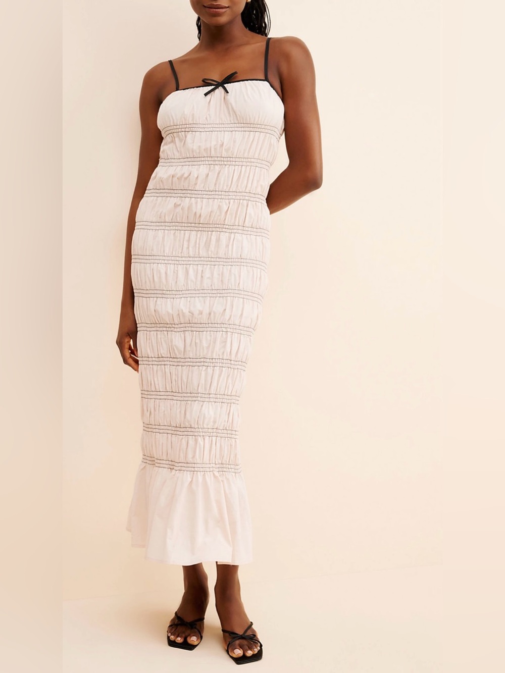 Smocked Free People Maxi Dress with Ruffle Hem
